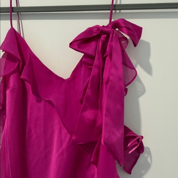 LoveShackFancy Rialto Dress Fuchsia Pink Ruffled Evening‎ Gown Size 4 - Picture 12 of 13